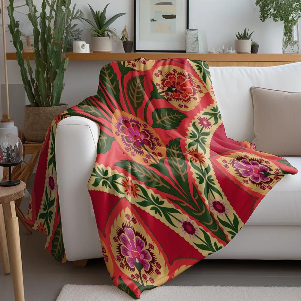 Vibrant Floral Embroidered Throw Blankets Soft Warm Flannel Scottish Terrier Pet Throw Blanket Bed Sofa Couch Bedspreads Quilt