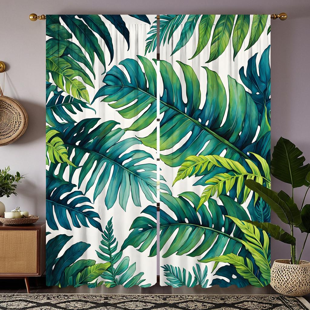 2 предмета с HD Nordic тропическими листьями декоративная занавеска Зеленая завязка цифровая печать занавеска стиль украшения дома Decorat