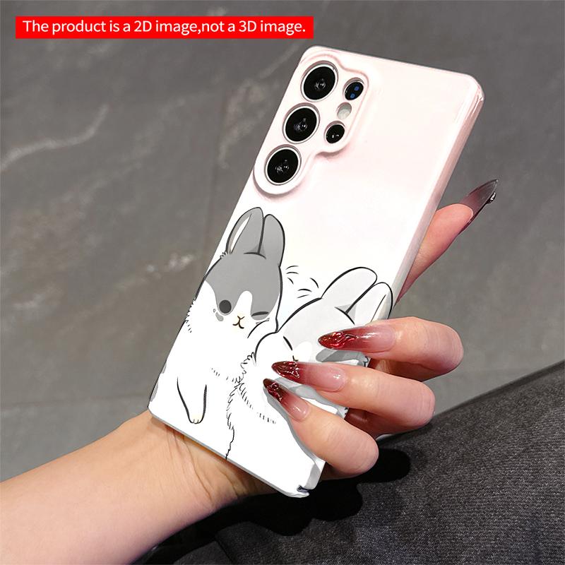 2DFlat Samsung phone case Cute Bunnies Hugging in Soft Pastel Colors Applicable to Galaxy S23 S24 S25ULTRA S26 A12 A14 A15 A16 A54 A55