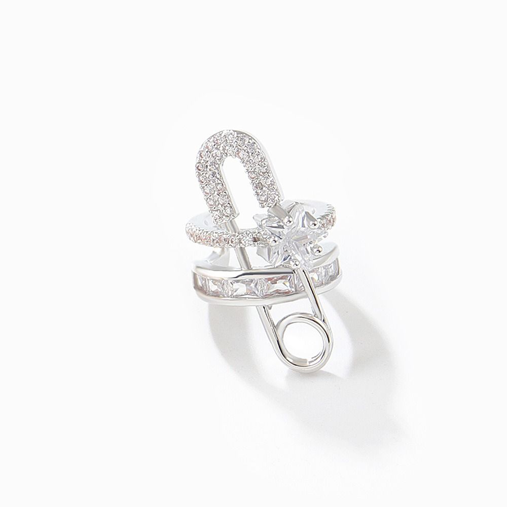 Шпилька Изящная Элегантная Корейский Стиль Кафф Серьга Женские Украшения Циркон Клипса для Уха Серьга в Стиле Скрепки