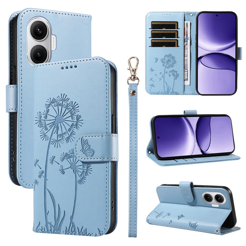 For Xiaomi Redmi Turbo 4 Pro 5G Leather Wallet Case with Strap Dandelion Imprint Phone Stand Cover