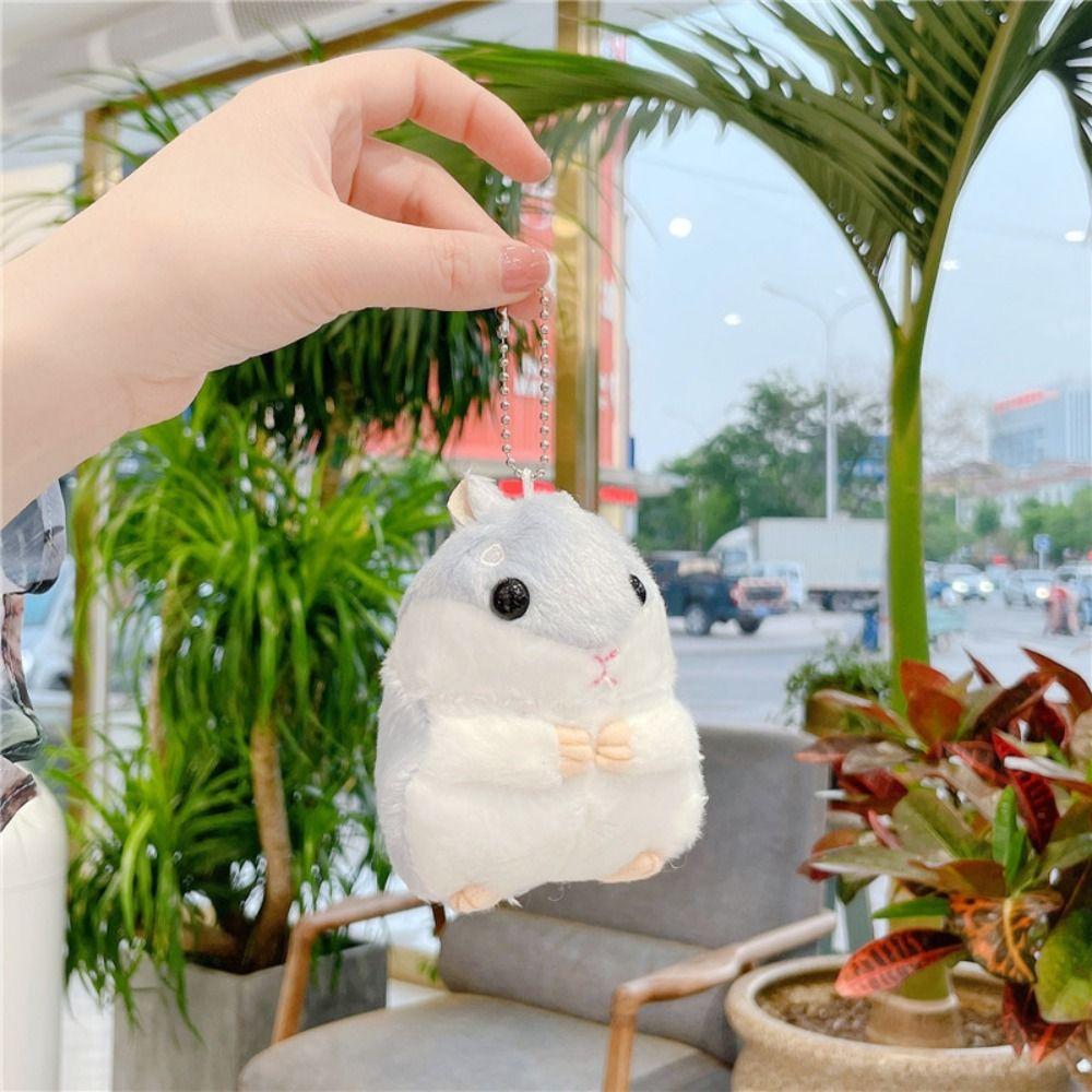 Cute Hamster Doll Keychain Cartoon School Bag Keychain Creative Plush Key Ring Men Women