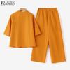 ZANZEA Женская блузка и брюки, летний повседневный комплект из двух предметов