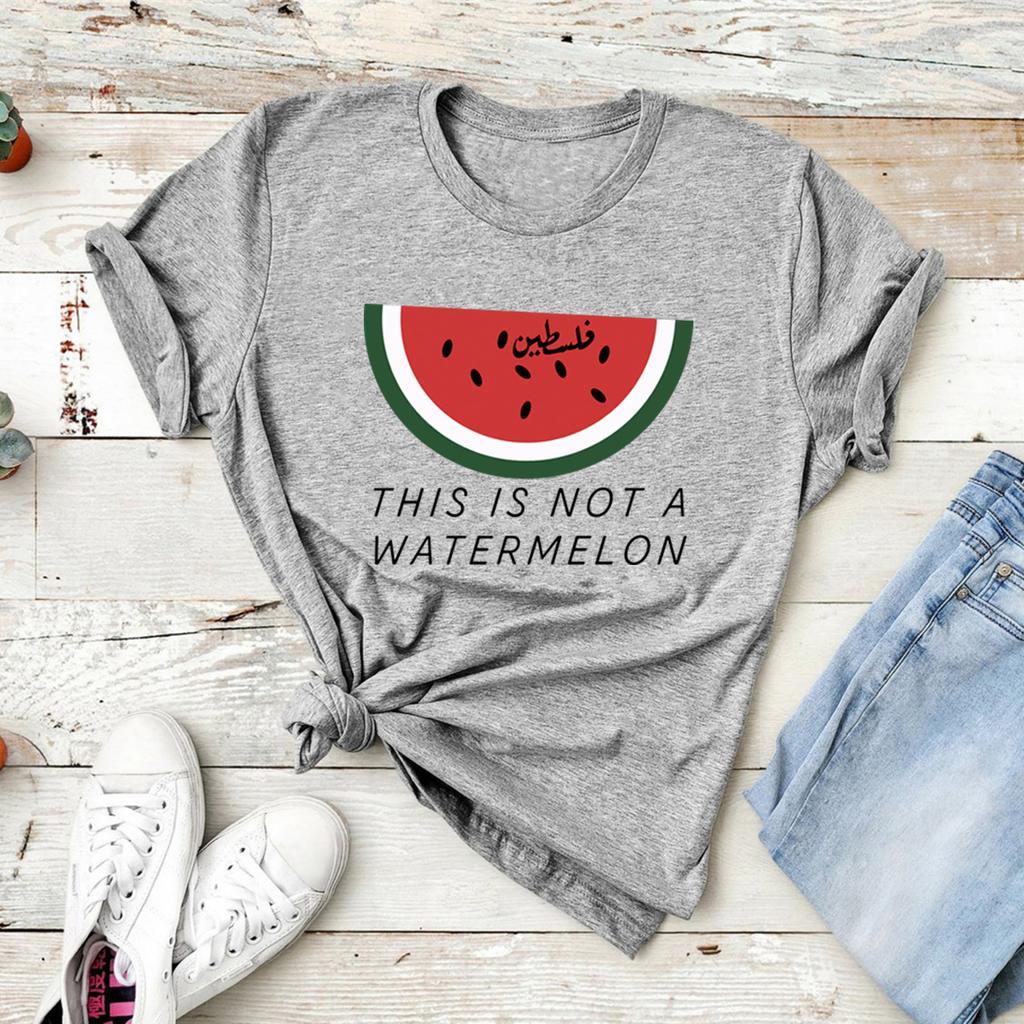 This Is Not A Watermelon T-Shirt Funny Watermelon Tshirts Women Short Sleeve Graphic T Shirts Peace and Love Tee Streetwear Tops