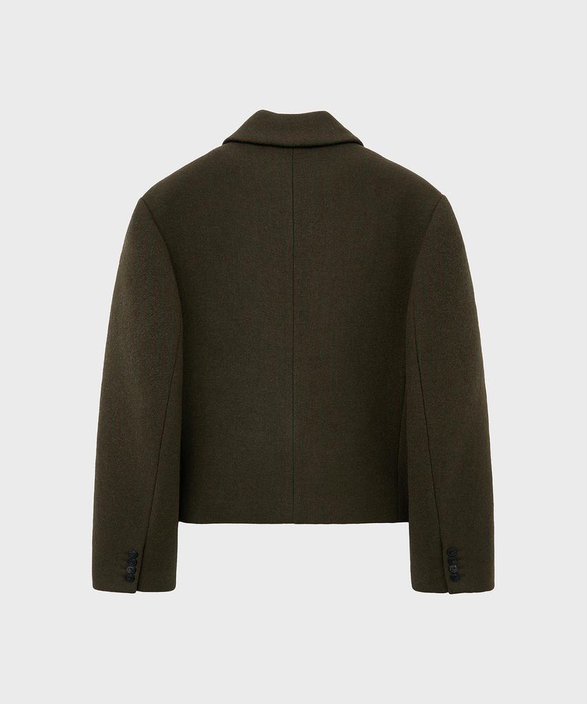 Noirer Heavy Wool Striped Crop Jacket (Brown Stripe)