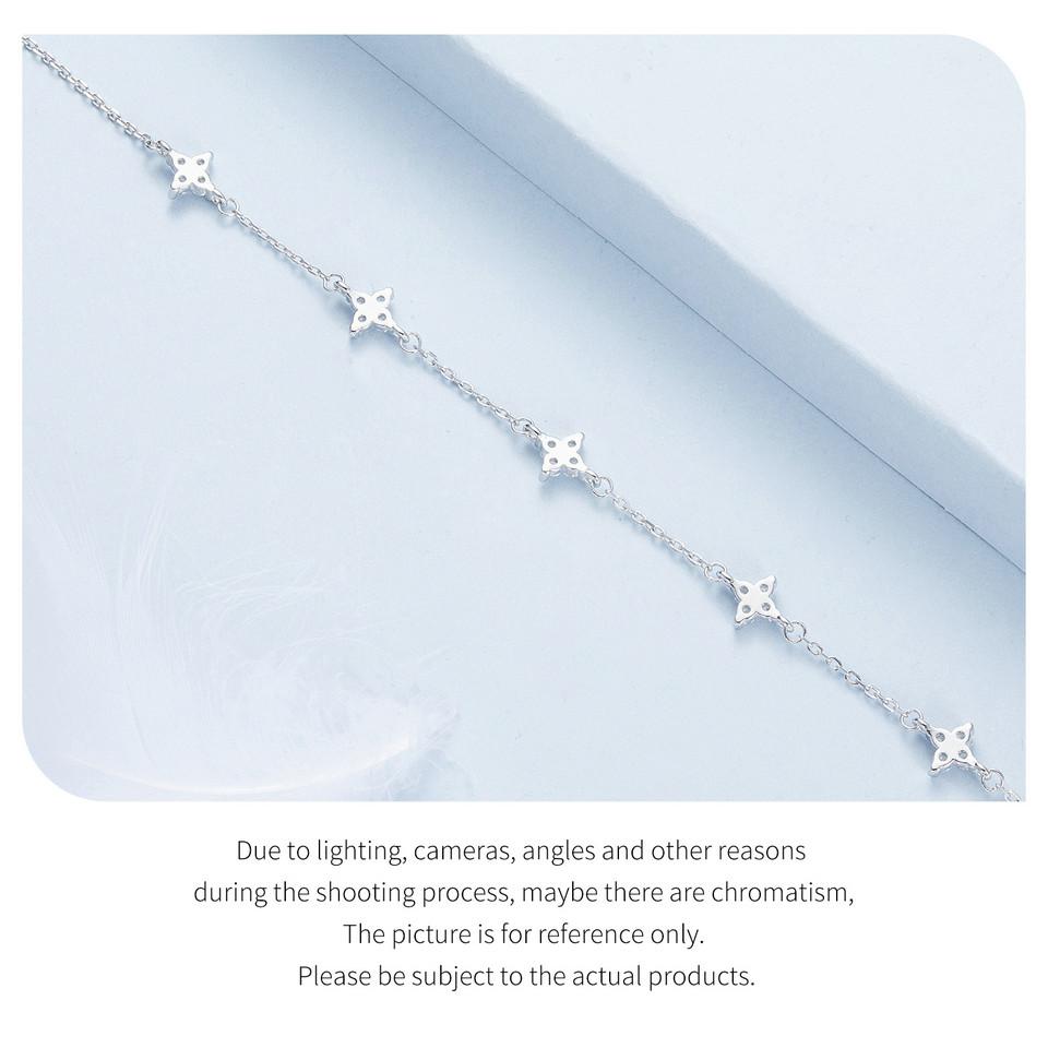 BAMOER 925 Sterling Silver Four-Leaf Clover Anklet Exquisite Sparkling Versatile Anklet For Women Fine Jewelry Party