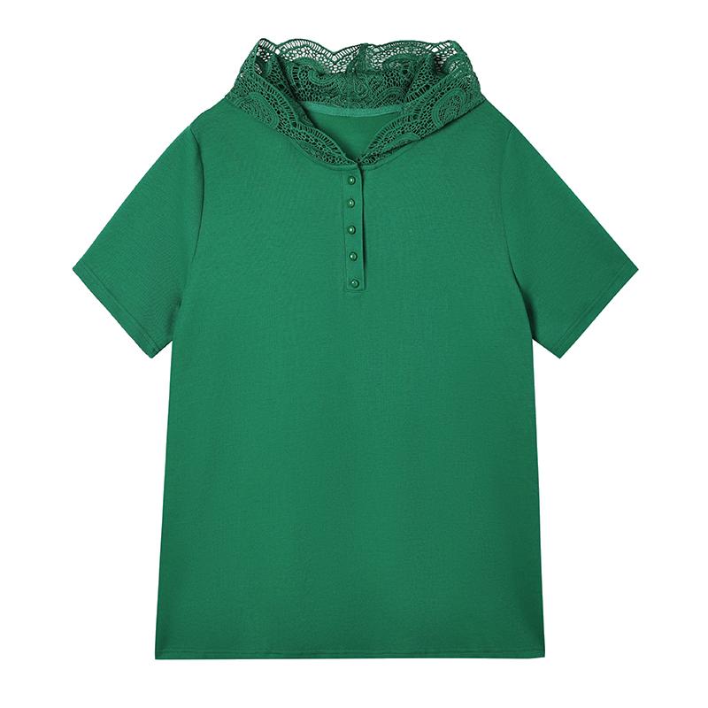 DIMANAF 2025 Летние Повседневные Женские Футболки Большого Размера с Коротким Рукавом, Кружевные Толстовки с Капюшоном, Топы, Свободная Рубашка