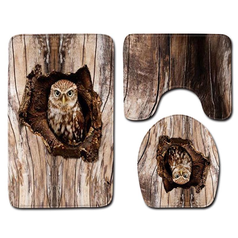 Tree Hole 3D Toilet Floor Mat Animal Bathroom Non-Slip Mat Toilet Three-Piece Carpet Pattern Can Be