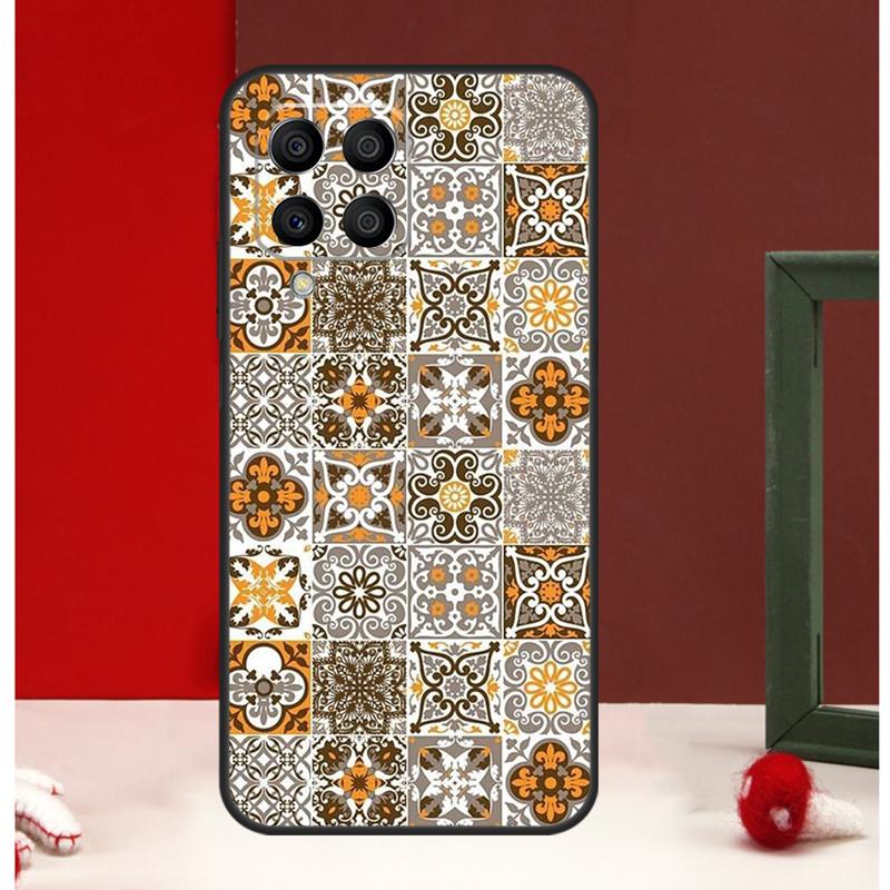 Винтажный Ретро Чехол с Цветочным Узором в Клетку Для Samsung Galaxy M13 M53 M56 M52 M32 M16 M11 M21 M31 M35 M12 M14 M15 M36 M55 M34 M54