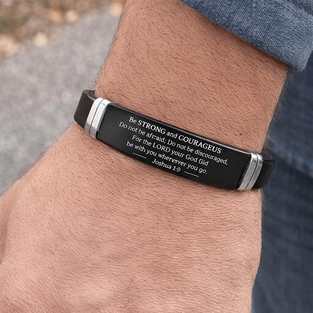Black Stainless Steel Christian Faith Bracelet Silicone Material Inspirational Bracelet Gift