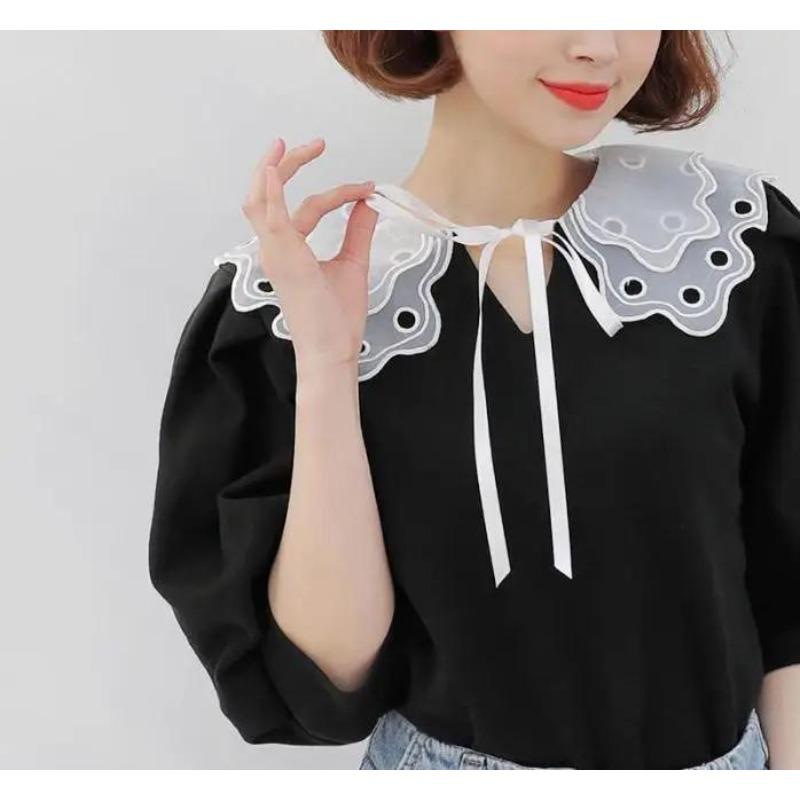 Women Fake Collar Detachable Shirt Lapel Necklace Ladies False Collar Blouse Top Faux Col Half-Shirt Clothes Accessories
