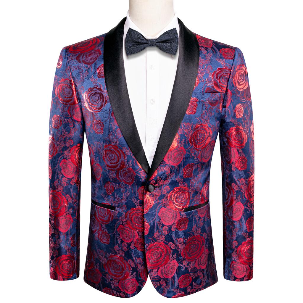 Men's Floral Dress Suit Luxury Embroidered Wedding Blazer Dinner Tuxedo Jacket