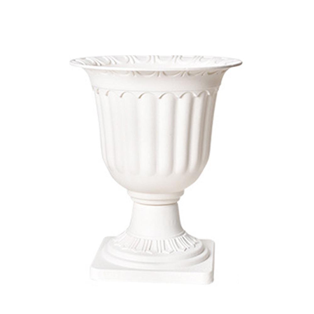 2pcs White Plastic Containers Flowerpot Roman Wedding Pedestal Style Standing Flowerbed Nordic Decorative Vase Garden