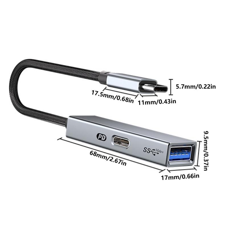 2-в-1 USB C OTG Адаптер для зарядки USB 3.2 Gen1 OTG Разветвитель PD60W Быстрая зарядка 5 Гбит/с Передача данных Кабель для телефона