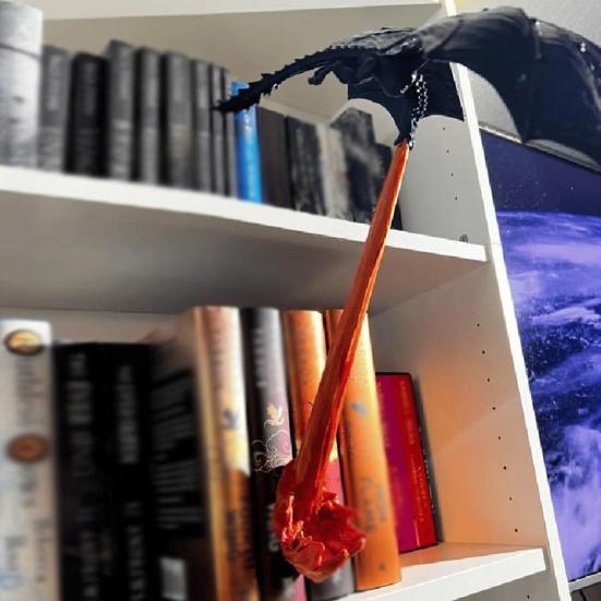 Книжный уголок «Пламя дракона» на Хэллоуин, готический летающий дракон, подставка для книг, скульптура в виде крылатого дракона, вставка для книжной полки