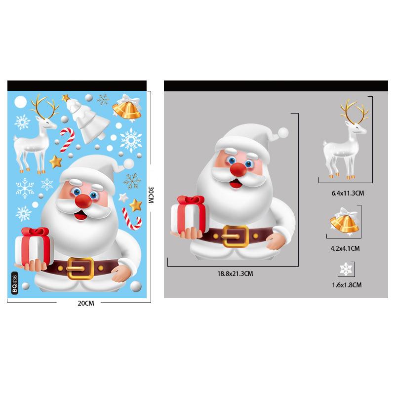 Рождественские наклейки на окна Мультяшный Санта-Клаус Снеговик Елка Наклейка на стекло Настенное украшение Счастливого Рождества для дома