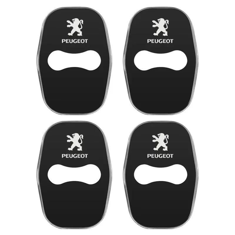 Car Sticker 2025 Hot 4Pcs Stainless Steel Car Door Lock Cover Stickers For Peugeot 208 3008 407 2008 508 206 308 307 Interior Au