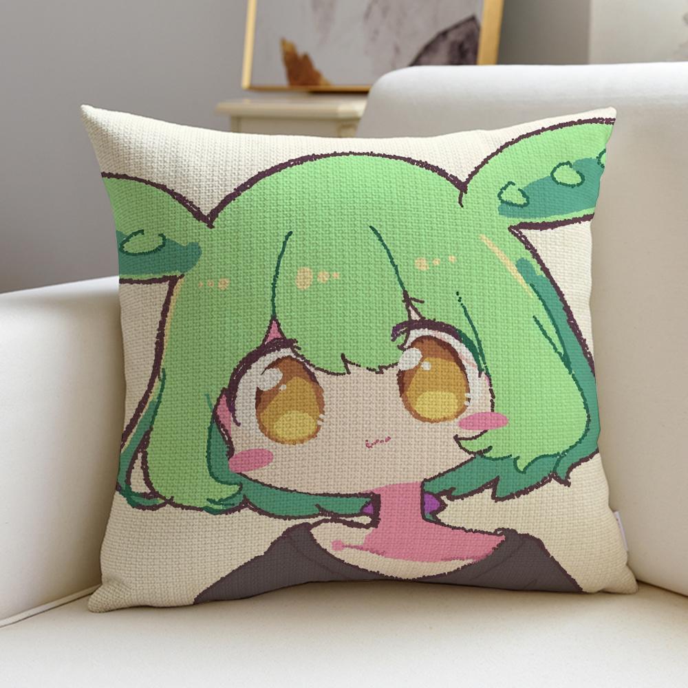 Cute ZZundamon AnimeS Cushion Cover Breathable and skinfriendly linen pillowcase square removable and washable cushion