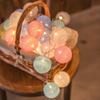 Battery Colorfull Cotton Garland 4cm LED Balls Christmas String Holiday Lights for Home Decoration Wedding Fairy Bedroom Decor