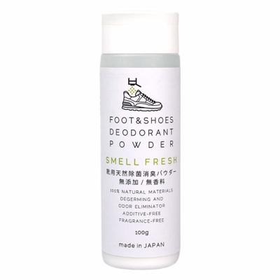 SMELL FRESH Дезодорирующая пудра для обуви, 100 г, Дезинфицирующее средство, Без добавок, Без отдушек, Пудра для устранения запаха, Сделано в Японии