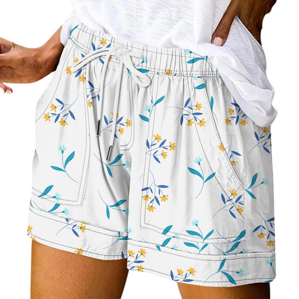 Women's Casual Summer Elastic Beach Shorts Print Casual Shorts