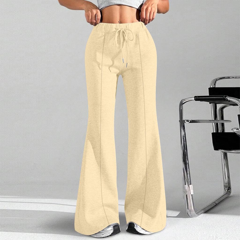 Женские модные свободные брюки-карго с завязками на талии, однотонные, расклешенные