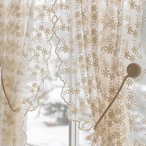 WTEMPO 2 шт., французская пасторальная кремовая занавеска с вышивкой, кружевная занавеска для окна спальни, перфорированная занавеска