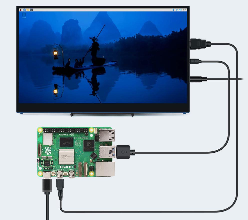 17,3-дюймовый IPS-монитор с сенсорным экраном для Raspberry Pi 5/4B/3B и Jetson