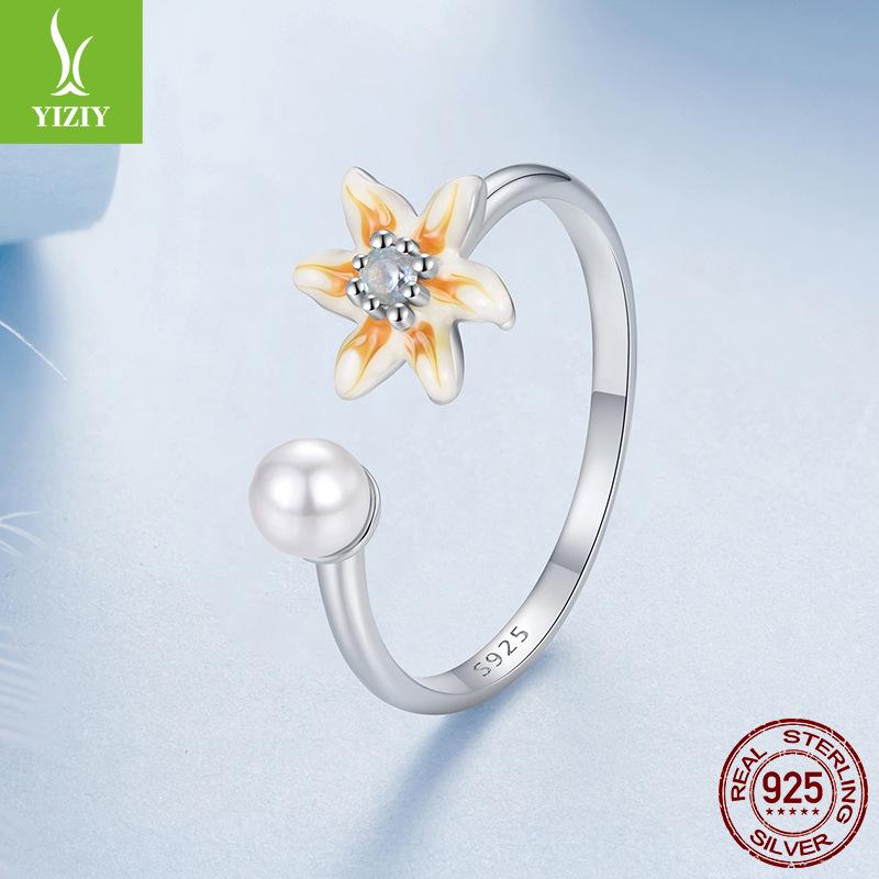 Small Yellow Flower Open Ring S925 Simple And Fashionable Open Ring Batch Jewelry Ring