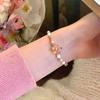 Freshwater Pearl Red Pattern Stone Shell Bead Flower Bracelet Fashion Light Luxury Bracelet Sweet Versatile Jewelry Women's High Sense