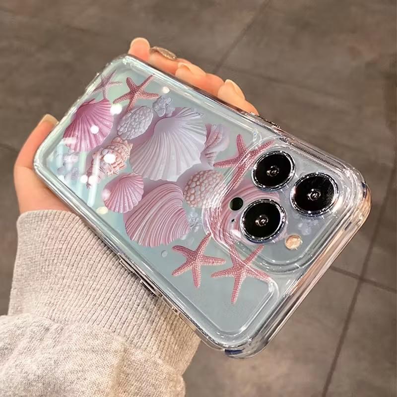 Pink Ocean Shell Pattern Phone Case For IPhone 17 16 11 13 12 14 15 Pro Max 14 Plus 16E 17 Air Shockproof Soft Silicone Cover