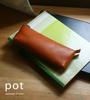 pot Genuine Leather Pencil Case for Men and Made in Japan with Italian Cowhide BLPT0100 Women, Leather, Leather, (Red)