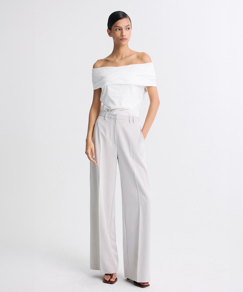 RE RHEE Wide Leg Pleated Trousers Mix Oat