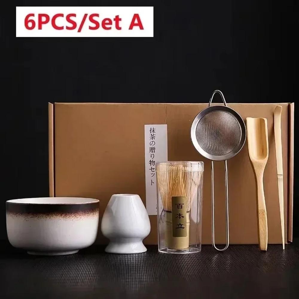 Набор для приготовления японского матча из 4 предметов 7 предметов/набор Бамбуковый венчик Щетка для матча Чайная ложка Керамический чайный сервиз Инструменты для приготовления чая для магазина напитков
