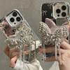 Чехол для телефона Temperament Fringe Bow для iPhone 15 14 13 12 11 Pro Max Cute Bow Girl Mirror Phone Case