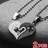 2 шт./пара, цепочка из нержавеющей стали «I Love You», модные ожерелья с сердечками и любовью для пар, парные подвески, подвески, подарки, ювелирные изделия