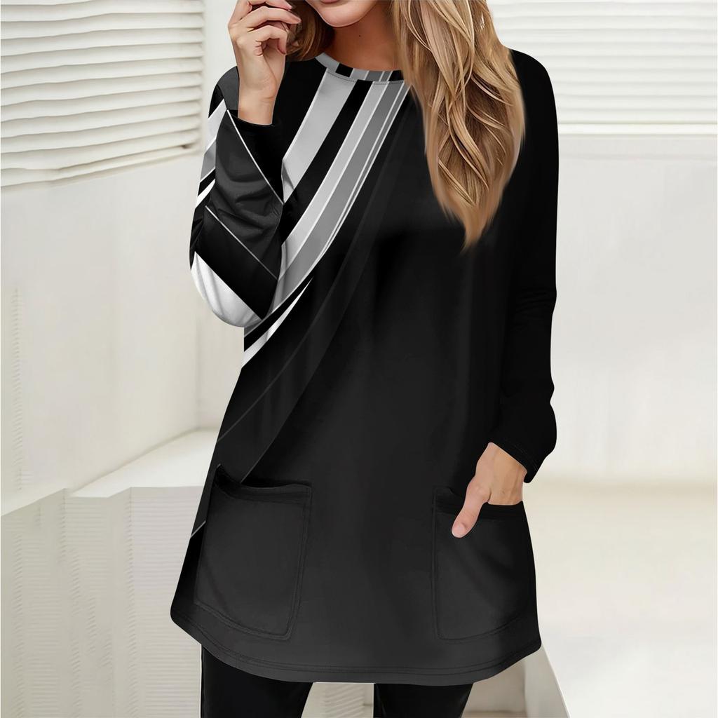 Женская толстовка, пуловер, спортивная одежда, карман, принт, повседневный топ с круглым вырезом и длинными рукавами