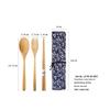 Набор деревянных столовых приборов YFJY: Гравируемая вилка, ложка, палочки для еды с тканевым мешочком - Идеально для свадеб и повседневного использования