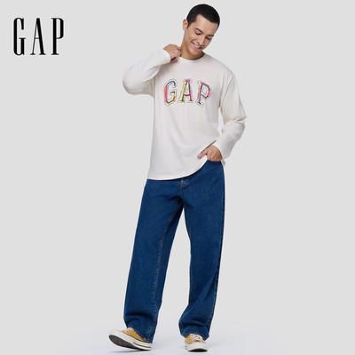 Gap Унисекс футболка с длинным рукавом, принт граффити с логотипом