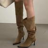 Зимняя мода Женские ботфорты на тонком высоком каблуке с острым носком Уличный стиль Вечеринка Стриптизерша Женская обувь
