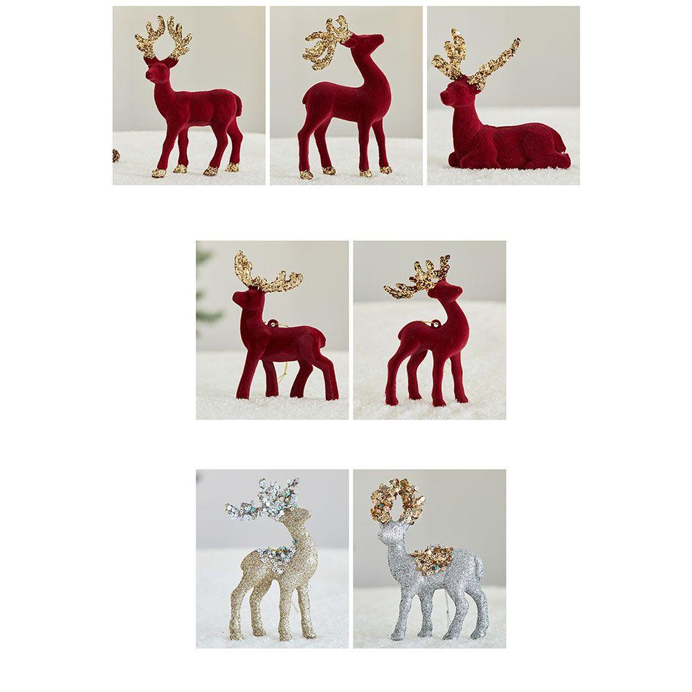 Elegant Standing Velvet Christmas Reindeer Simulation Reindeer Ornaments Table