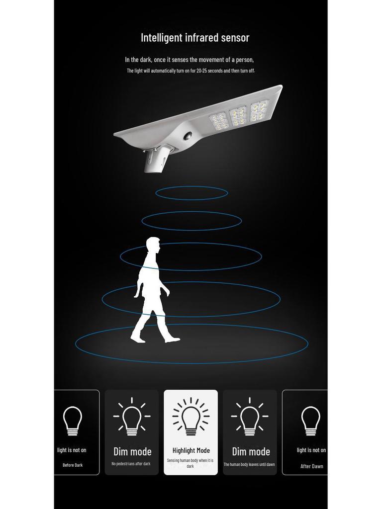 45W Outdoor Solar LED Street Light - 365-Day Automatic Operation