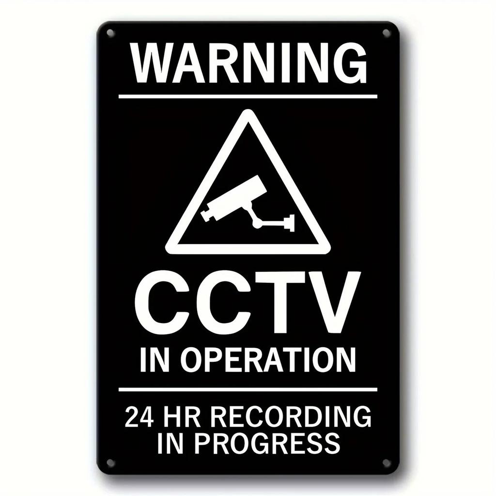 24-hour Video Surveillance Metal Sign Plaque Security Warning Decorative Plates For Outdoors Man Cave Hotel Home Wall Decor