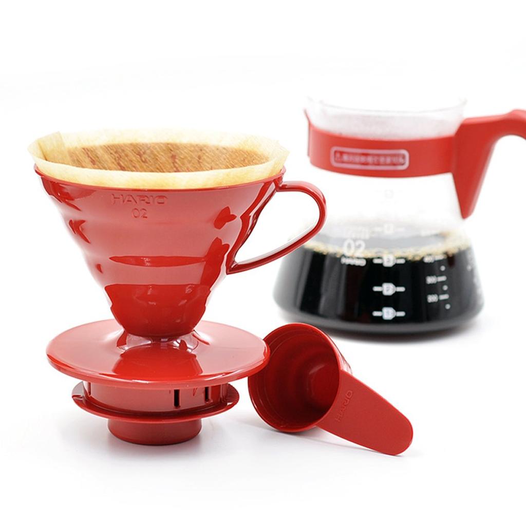 Набор кофейного сервера HARIO V60 02, Кофе-дрип, 1-4 чашки, Красный, VCSD-02R