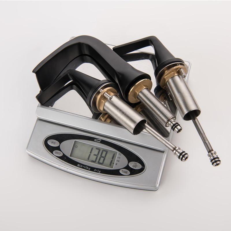 Dumb Black Double Handle Three Hole Waterfall Bathroom Basin Tap Mix Hot And Cold Water Wash Table Basin Faucet Sink Faucet