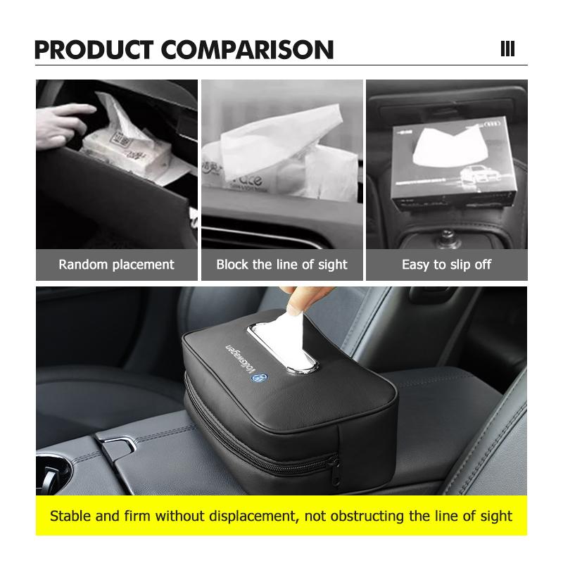 For Volkswagen VW Car Leather Tissue Box Square Vehicle Seat Back Tissue Holder Scirocco Passat Polo B5 B6 B7 CC Tiguan Sharan zh5