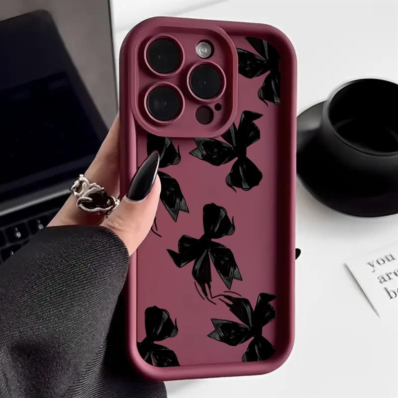 Милый Чехол Для Телефона Из Мягкого Силикона С Узором Бантик Для iPhone 17 16 15 14 13 12 11 Pro Max 17 Air 16E XS X XR 7 8 Plus Ударопрочный Чехол