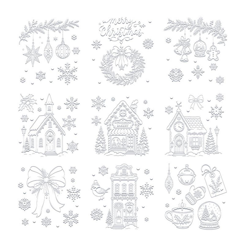 Christmas Window Clings, Line Static Cling Decals, No Glue Reusable Window Stickers for Storefront Shop and Home Holiday Decor