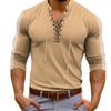 Men'S Retro Casual Loose Fitting Loog Sleeved Printed Shirt Fashion Standing Collar Top