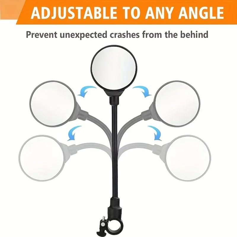 Bicycle Rearview Handlebar Mirrors 360 Rotatable for Mountain Road Bike Motorcycle Bendable Hose Adjustable Rearview Mirror